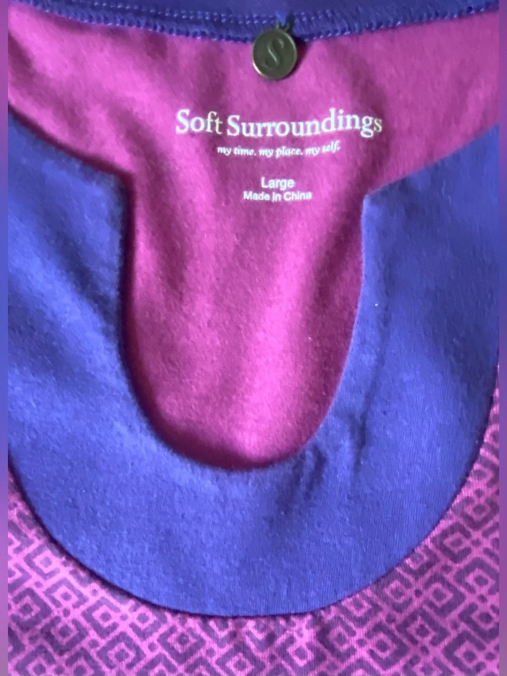 Soft Surroundings Purple and Navy Tunic Geometric L - Picture 4 of 6